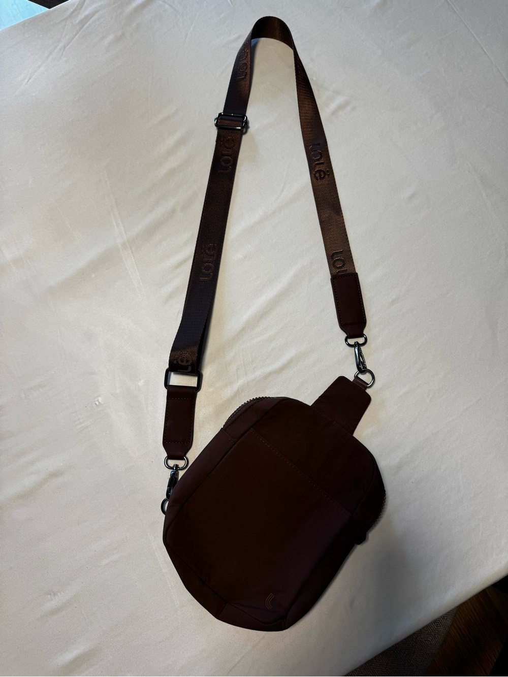 Lolë Brown Recycled Nylon Sling Crossbody Bag